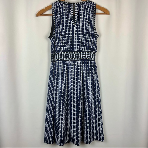 Max Studio Black & Blue Print High Neck Midi Dress - Size XS - Picture 5 of 9